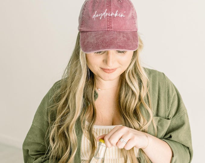 Daydrinkin' Embroidered Pigment-Dyed Baseball Cap (MoonTime Font)