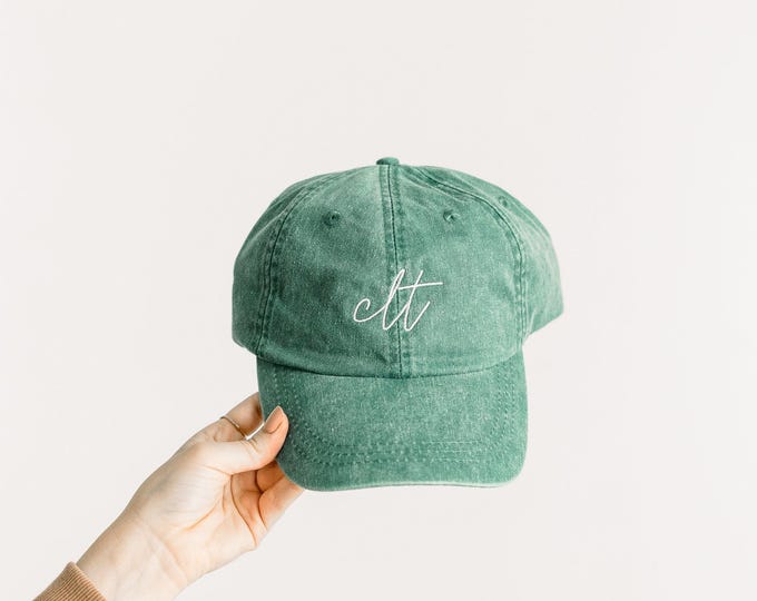 CLT Embroidered Pigment-Dyed Baseball Cap (Charlotte) (MoonTime Font)