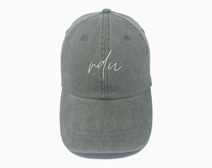 RDU Embroidered Pigment-Dyed Baseball Cap (Raleigh–Durham) (MoonTime Font)