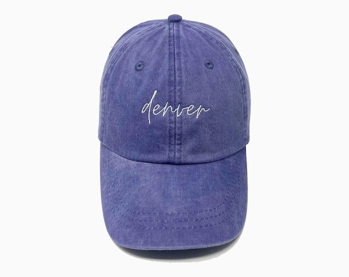 Denver Embroidered Pigment-Dyed Baseball Cap (MoonTime Font)