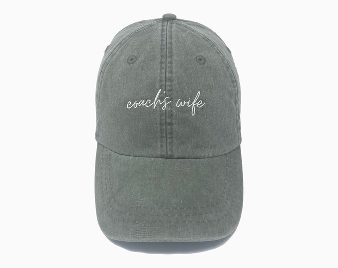 Coach's Wife Embroidered Pigment-Dyed Baseball Cap (MoonTime Font)