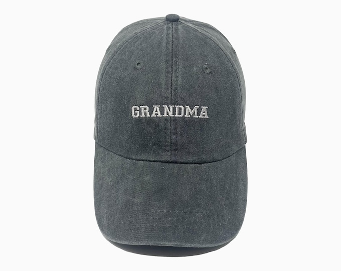 Grandma Embroidered Pigment-Dyed Baseball Cap (Sport Font)