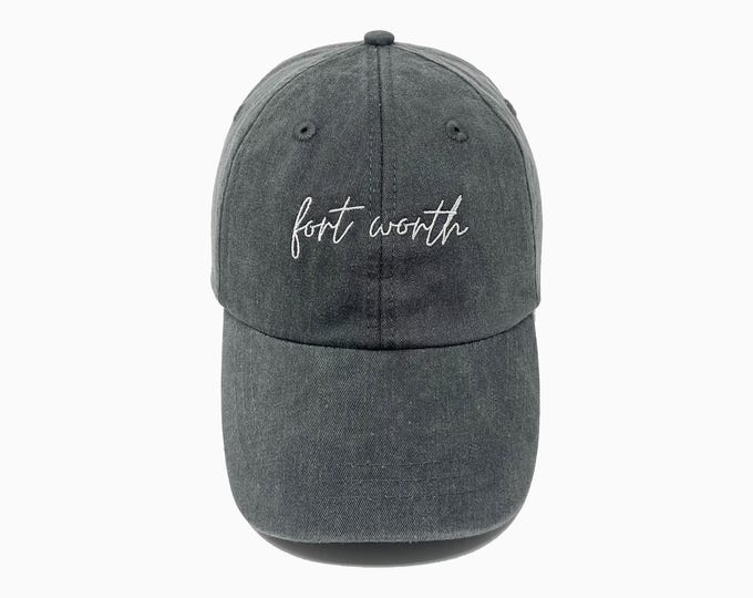 Fort Worth (TX) Embroidered Pigment-Dyed Baseball Cap (MoonTime Font)