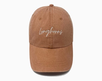 Longhorns Embroidered Pigment-Dyed Baseball Cap (MoonTime Font) - ADULT SIZING