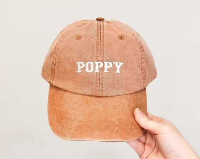 Poppy Embroidered Pigment-Dyed Baseball Cap (Sport Font)