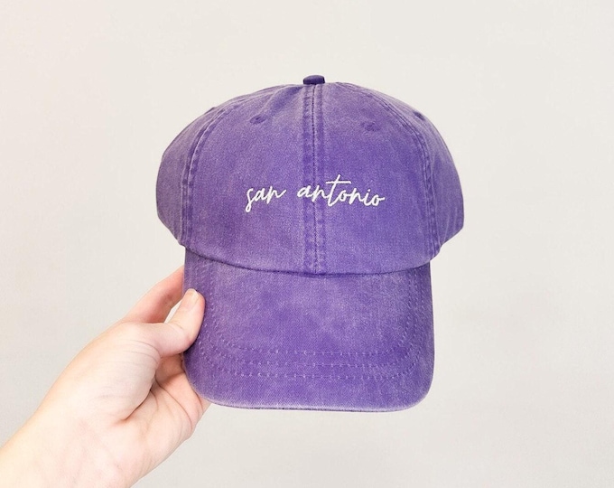 San Antonio (TX) Embroidered Pigment-Dyed Baseball Cap (MoonTime Font)
