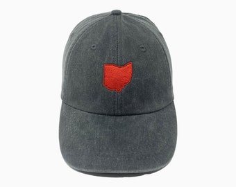 Ohio (OH) State Embroidered Pigment-Dyed Baseball Cap - ADULT SIZING