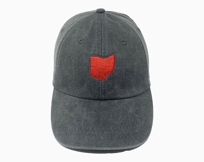 Ohio (OH) State Embroidered Pigment-Dyed Baseball Cap - ADULT SIZING