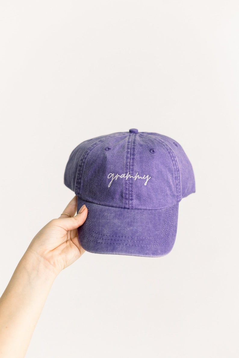 Grammy Embroidered Pigment-Dyed Baseball Cap MoonTime Font Adult Unisex Sizing image 1