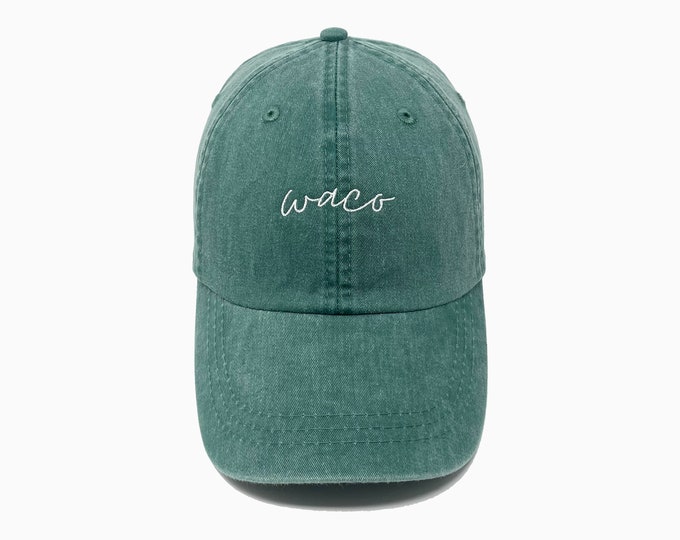 Waco (TX) Embroidered Pigment-Dyed Baseball Cap (MoonTime Font) - ADULT SIZING