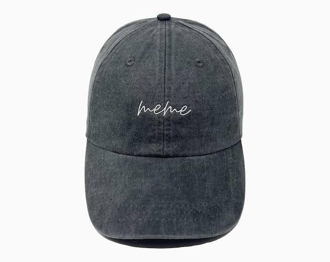 Meme Embroidered Pigment-Dyed Baseball Cap (MoonTime Font)