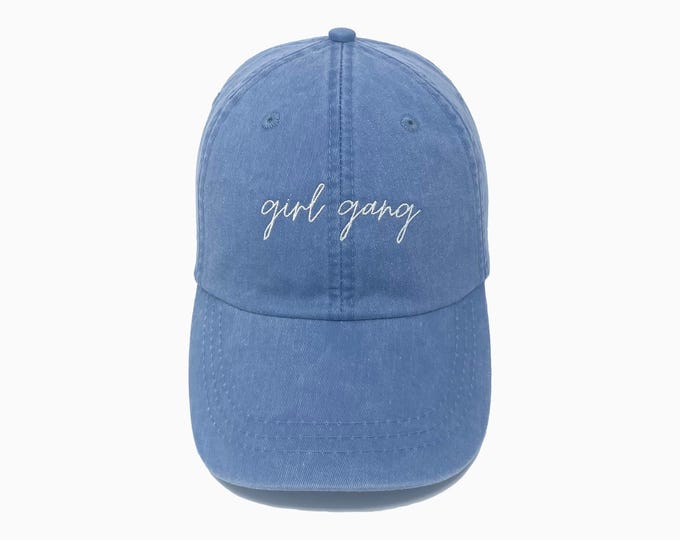 Girl Gang Embroidered Pigment-Dyed Baseball Cap (MoonTime Font)