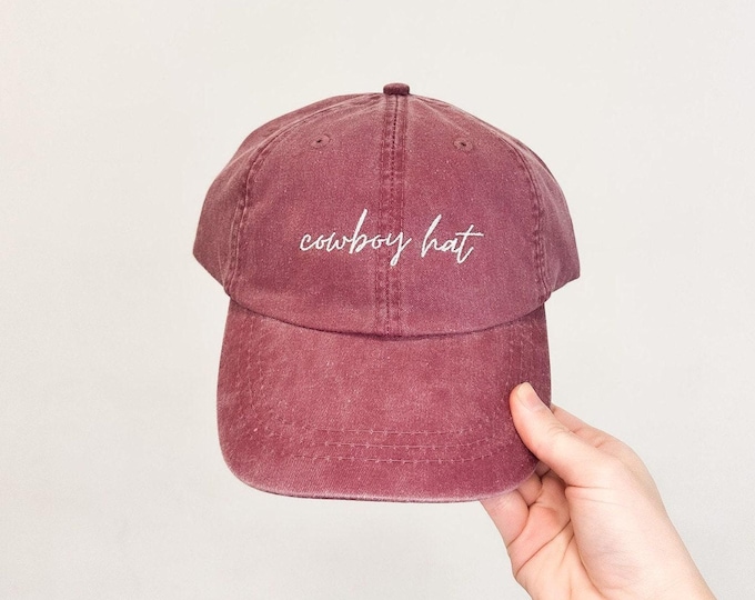 Cowboy Hat Embroidered Pigment-Dyed Baseball Cap (MoonTime Font)