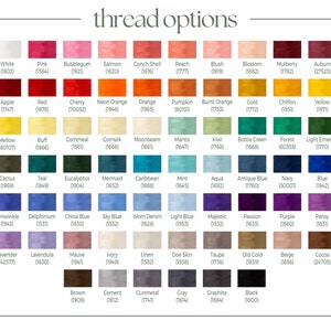 the color chart for thread options