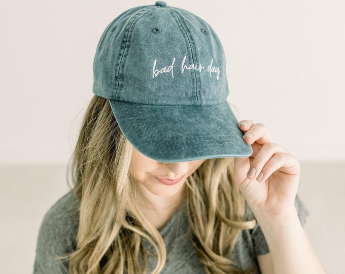 Bad Hair Day Embroidered Pigment-Dyed Baseball Cap (MoonTime Font)