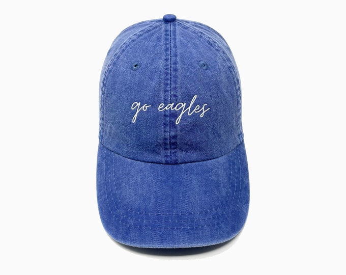 Go Eagles Embroidered Pigment-Dyed Baseball Cap (MoonTime Font) - ADULT SIZING