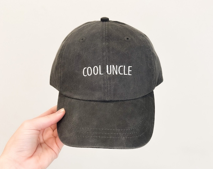 Cool Uncle Embroidered Pigment-Dyed Baseball Cap (Block Condensed Font) - ADULT SIZING