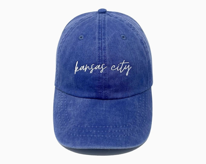 Kansas City Embroidered Pigment-Dyed Baseball Cap (MoonTime Font)