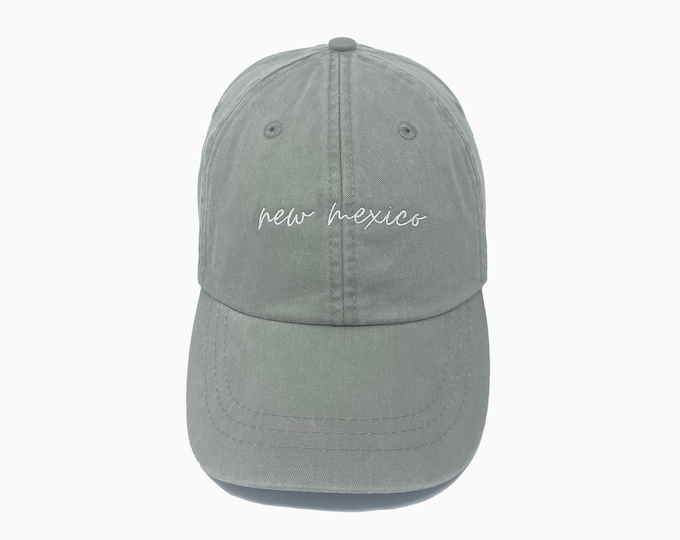 New Mexico Embroidered Pigment-Dyed Baseball Cap (MoonTime Font)
