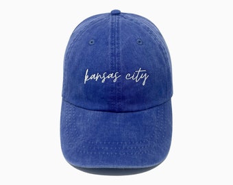 Kansas City Embroidered Pigment-Dyed Baseball Cap (MoonTime Font)