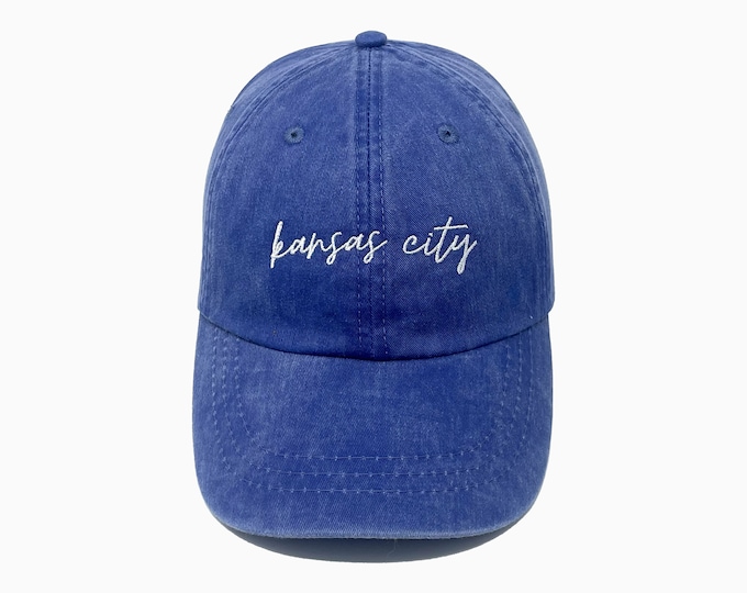 Kansas City Embroidered Pigment-Dyed Baseball Cap (MoonTime Font) - ADULT SIZING