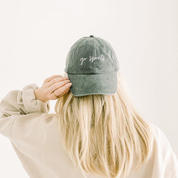 Go Sports Embroidered Pigment-Dyed Baseball Cap (MoonTime Font)