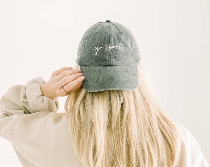 Go Sports Embroidered Pigment-Dyed Baseball Cap (MoonTime Font)