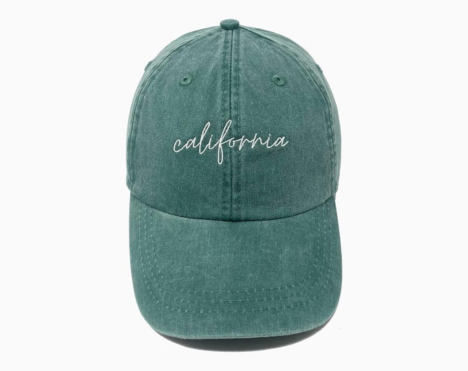 California Embroidered Pigment-Dyed Baseball Cap (MoonTime Font)