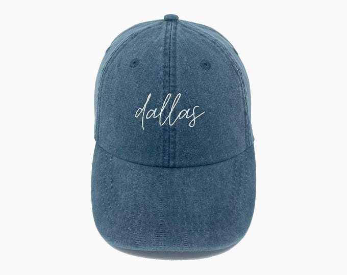 Dallas (TX) Embroidered Pigment-Dyed Baseball Cap (MoonTime Font)