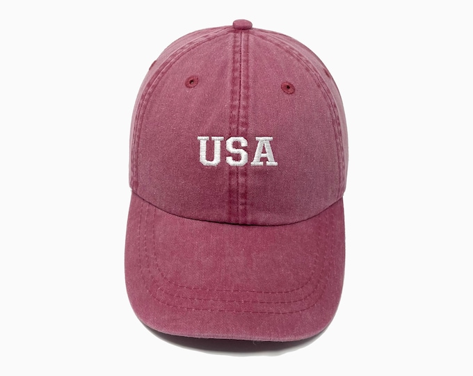 USA Embroidered Pigment-Dyed Baseball Cap