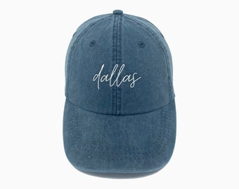 Dallas (TX) Embroidered Pigment-Dyed Baseball Cap (MoonTime Font)