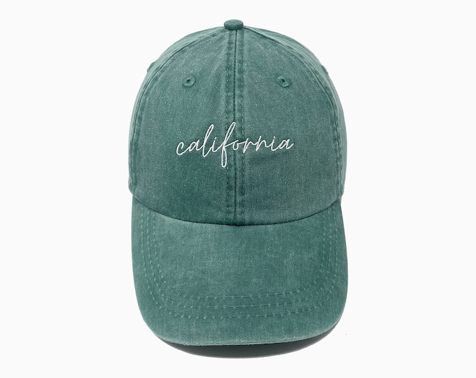 California Embroidered Pigment-Dyed Baseball Cap (MoonTime Font) - ADULT SIZING