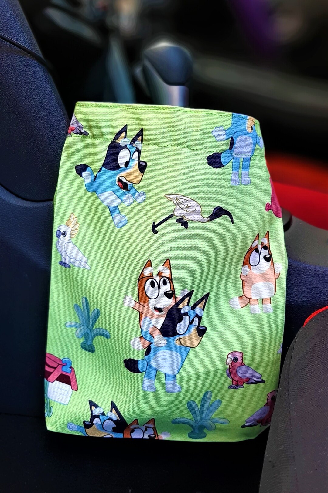 BLUEY Car Trash Bin, Waterproof, Adjustable, Cloth Garbage Bag, Lined