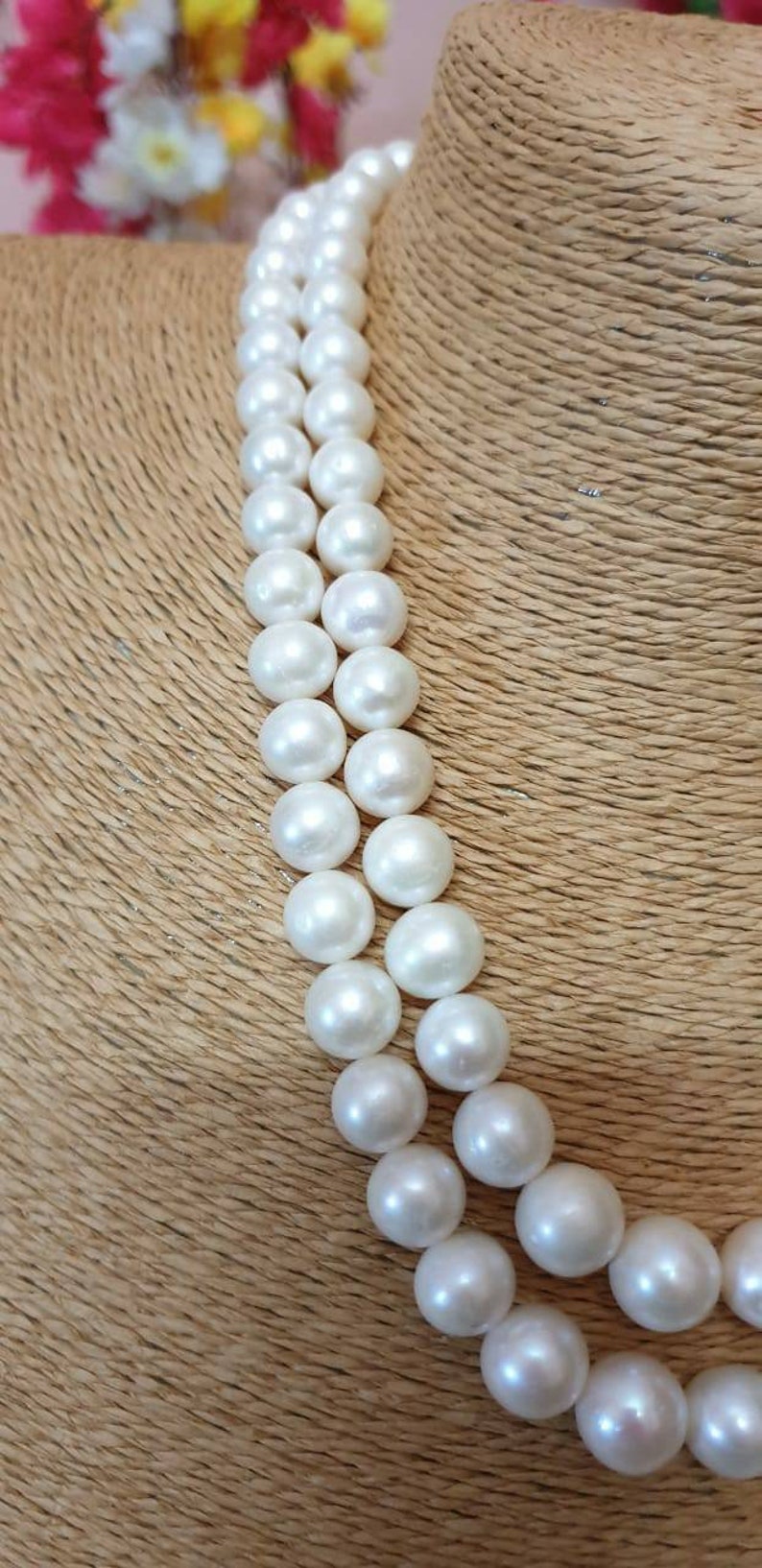 Samars Two layer baroque real pearl necklace .