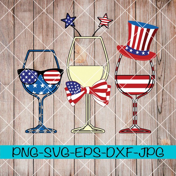 Download Three Wine Glasses American Flag Svg Dxf Eps Png Clipart Etsy