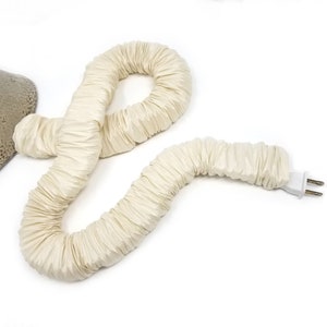 Snow Lamp Cord Cover Faux Silk 9-Foot Long White