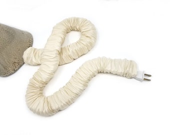 Off White Ivory 9 ft x 2 in Lamp Cord Cover, Fabric Cord Cover, Cord Sleeve MADE IN USA