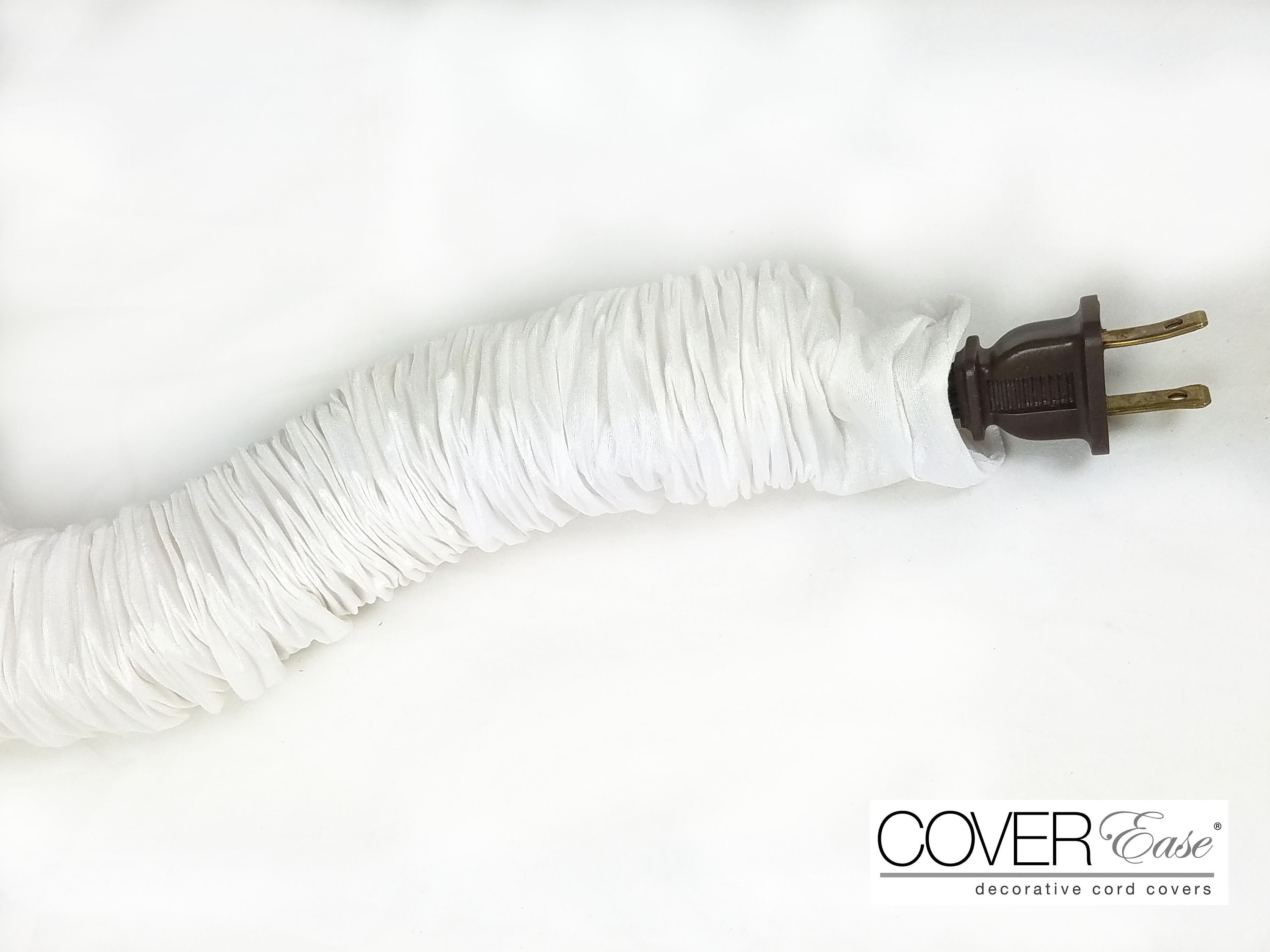 Snow Lamp Cord Cover Faux Silk 9-Foot Long White