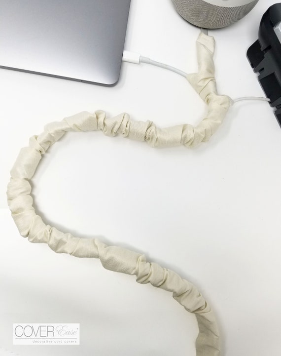 Off White Thin Style Hook Loop Lamp Cord Cover 9 Ft X 7 8 In Uk Hook Loop Lamp Cord Cover, White Fabric Lamp Cord Cover