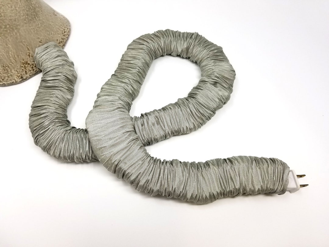 Gray 9 Ft X 2 in Lamp Cord Cover, Fabric Cord Cover, Cord Sleeve MADE