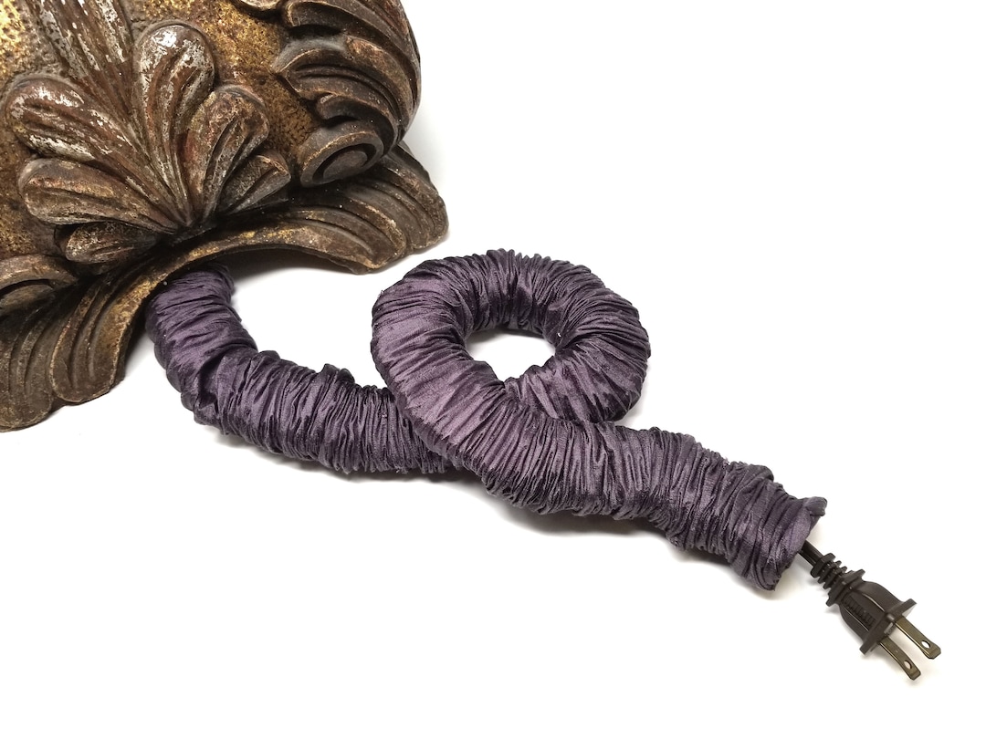 Purple 100 Silk Lamp Cord Cover, Fabric Cord Cover, 9ft X 2in Cord
