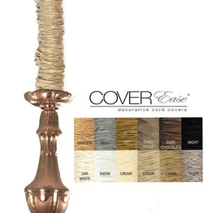 Straw Tan Hook & Loop Removable Cover 4 ft or 6 ft Chandelier Chain Cover MADE IN USA