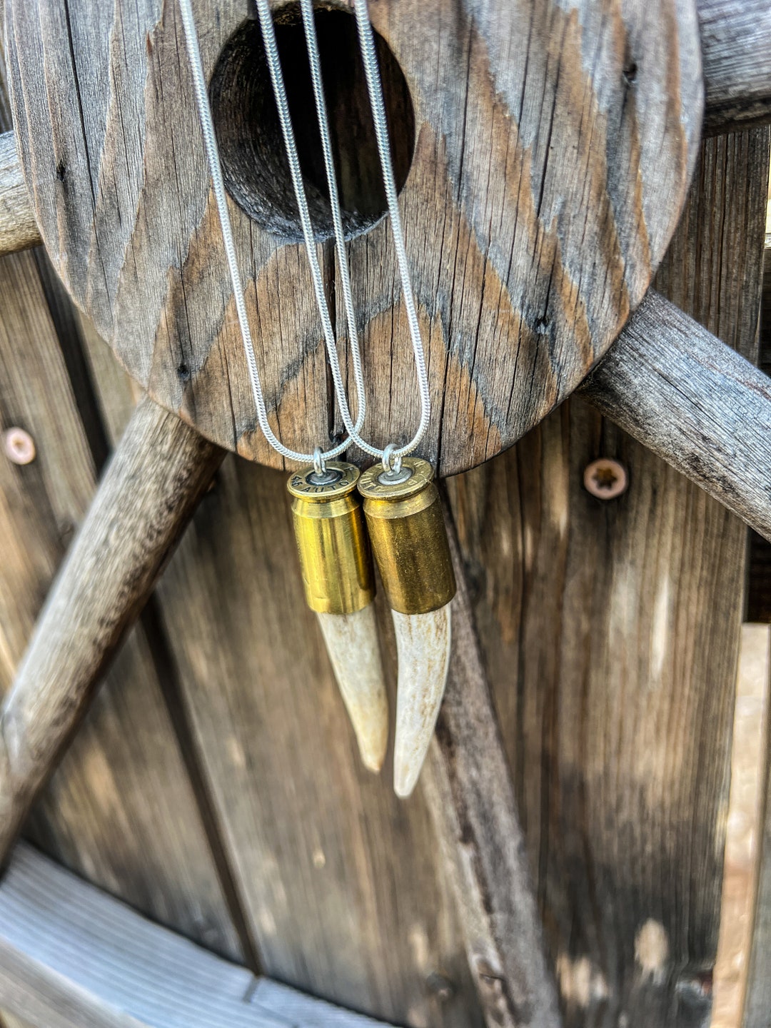 Bucks and Bullets 24 Antler and Brass Shell Necklace - Etsy