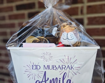 Firework Personalized Eid Gift Basket/Custom Eid Bucket/Bajram Gift Basket/Kids Gift Basket/Eid Surprise for Kids/Eid Bag/Custom Eid Gift