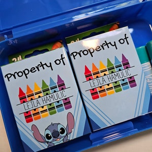Crayola Crayon Personalized Wrapped Boxes/Personalized School Supplies/Kids Name Sticker for Supplies Crayons Pencils Pencilbox