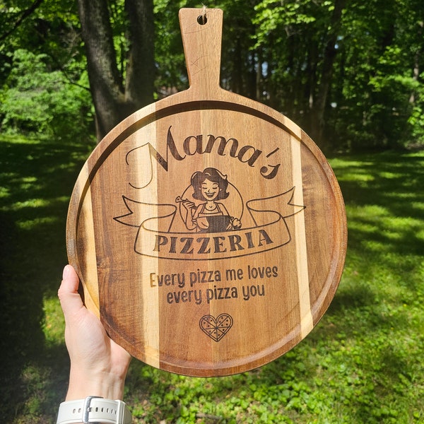 Mama's Pizzeria Pizza Paddle Board/Acacia Wood Board Mother's Day Gift/Charcuterie Italian Cooking Pizza European Design Cute Funny Punny