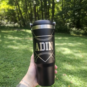 Baseball Player Tumbler | Engraved Insulated Cup for Athletes Kids Teens Adults | For Him Her They | Ozark Trail 30oz Stanley Simple Modern