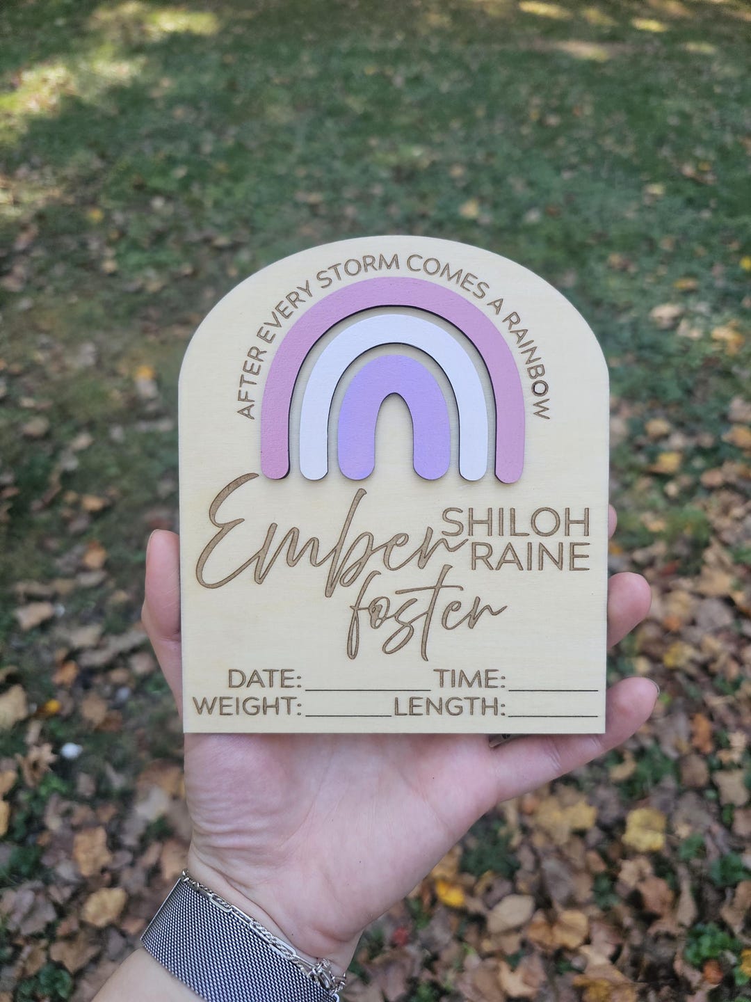 Rainbow Baby Birth Announcement Sign | Engraved Wood Plaque - Etsy ...