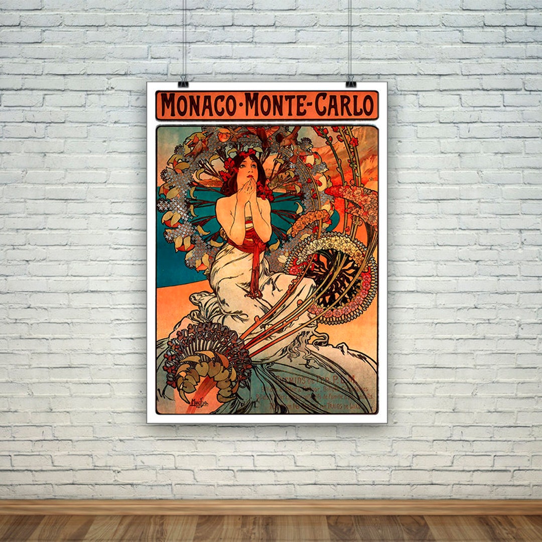 Monaco Monte Carlo Poster: Vintage Mucha Art Print - Etsy