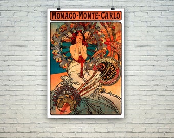 Monaco Monte Carlo Poster: Vintage Mucha Art Print